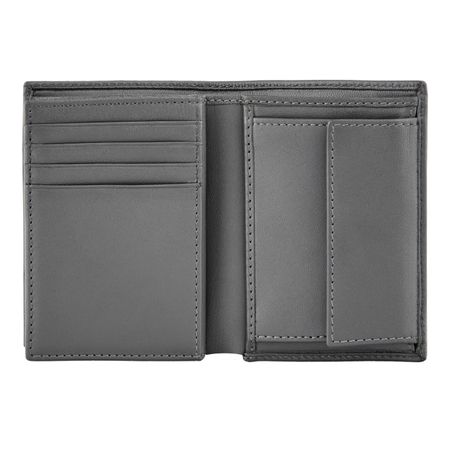 BOSS Card holder with flap and money pocket Double B Saffiano Grey