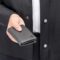 BOSS Card holder with flap and money pocket Double B Saffiano Grey