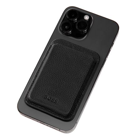 BOSS Card holder with Magnet Mobile Classic Grained Black