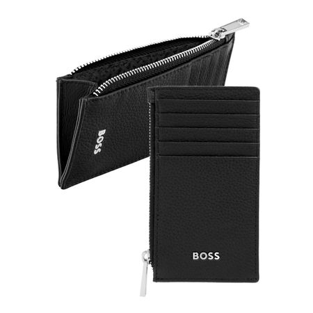 BOSS Card holder zip Classic Grained Black