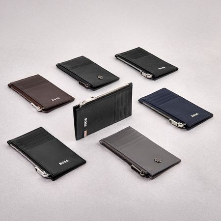 HLK518A-7 BOSS Card holder zip Classic Grained Black