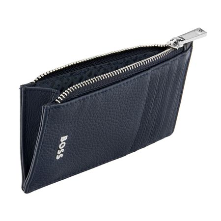 BOSS Card holder zip Classic Grained Navy