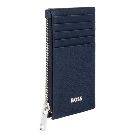 BOSS Card holder zip Classic Grained Navy