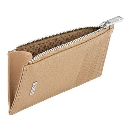 BOSS Card holder zip Classic Grained Camel