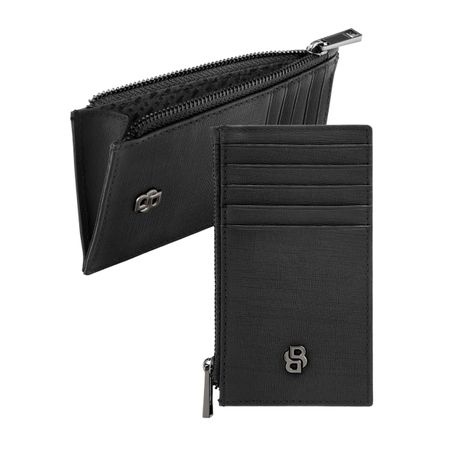 BOSS Card holder zip Double B Saffiano Black