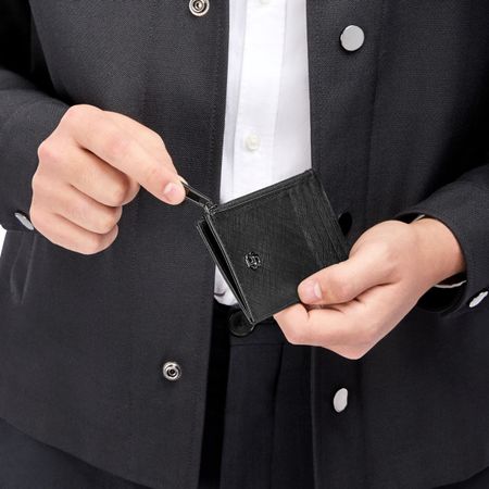 BOSS Card holder zip Double B Saffiano Black