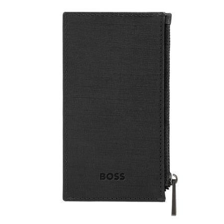 BOSS Card holder zip Double B Saffiano Black