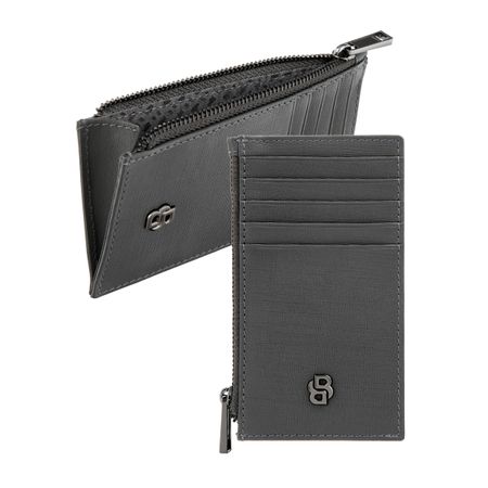 BOSS Card holder zip Double B Saffiano Grey