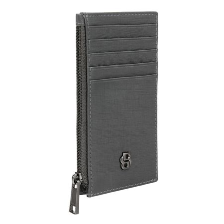 BOSS Card holder zip Double B Saffiano Grey