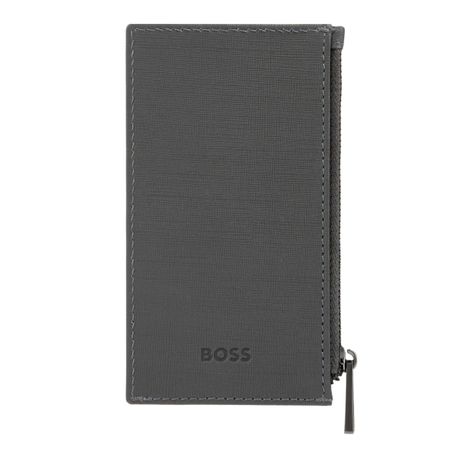 BOSS Card holder zip Double B Saffiano Grey