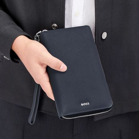 BOSS Travel wallet Classic Grained Navy