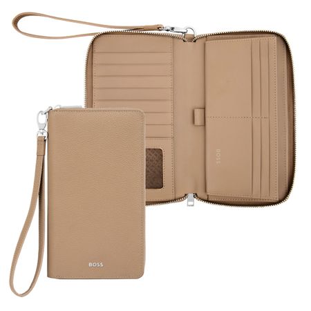BOSS Travel wallet Classic Grained Camel