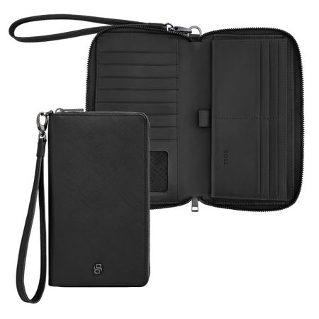 BOSS Travel wallet Double B Saffiano Black