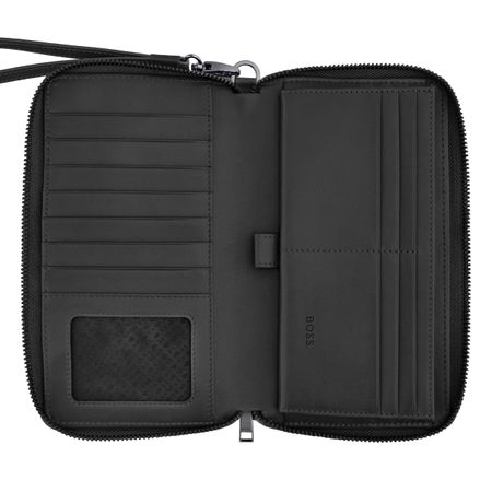 HLL526A-3 BOSS Travel wallet Double B Saffiano Black