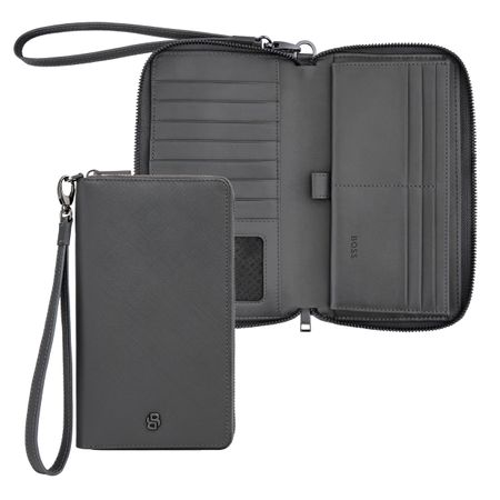 BOSS Travel wallet Double B Saffiano Grey