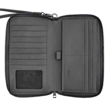 HLL526H-3 BOSS Travel wallet Double B Saffiano Grey