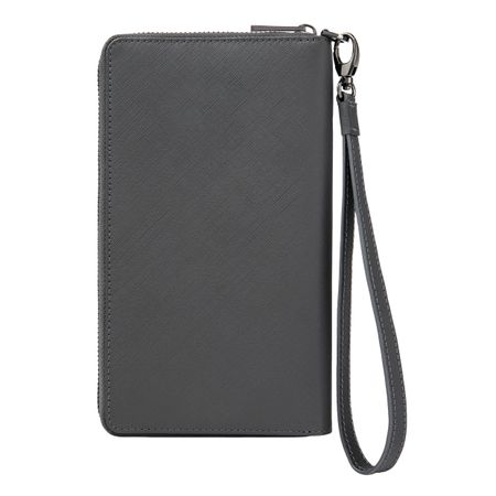 HLL526H-7 BOSS Travel wallet Double B Saffiano Grey