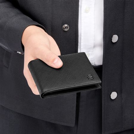 HLM526A-5 BOSS Money wallet Double B Saffiano Black