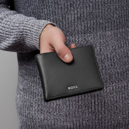 HLN403A-6 BOSS Money wallet with flap Classic Smooth Black