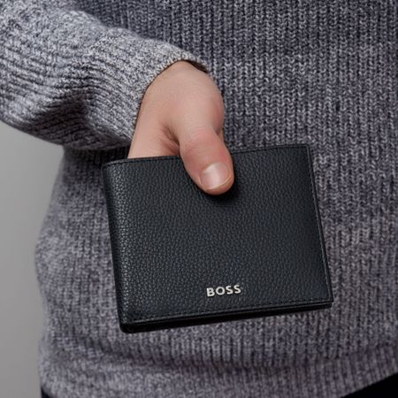 HLN416A-6 BOSS Money wallet with flap Classic Grained Black