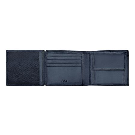 HLN416N-4 BOSS Money wallet with flap Classic Grained Navy