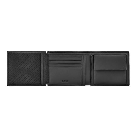 HLN526A-4 BOSS Money wallet with flap Double B Saffiano Black