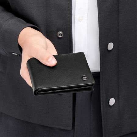 HLN526A-6 BOSS Money wallet with flap Double B Saffiano Black