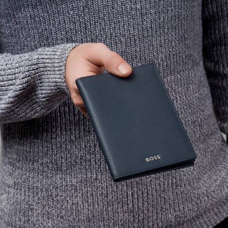 HLO416N-6 BOSS Money wallet Vertical flap Classic Grained Navy