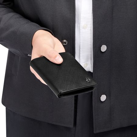 HLO526A-6 BOSS Money wallet with flap Double B Saffiano Black