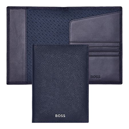 BOSS Passport holder Classic Grained Navy