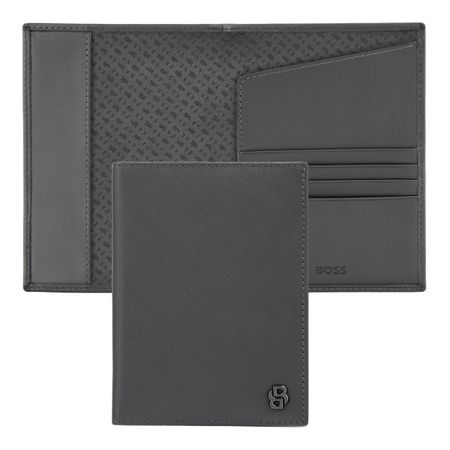 BOSS Passport holder Double B Saffiano Grey