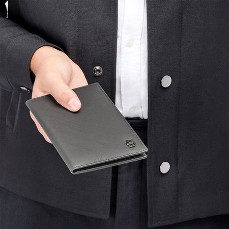 BOSS Passport holder Double B Saffiano Grey