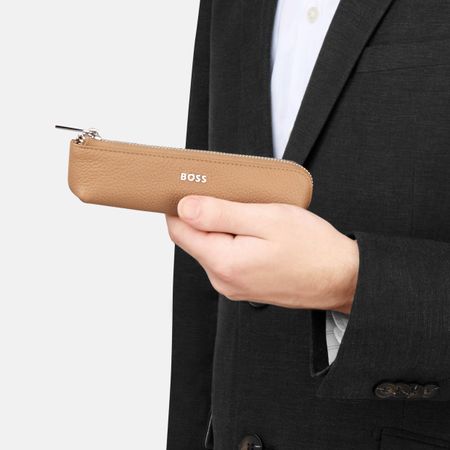 HLS417X-4 BOSS Small pen case Classic Grained Camel