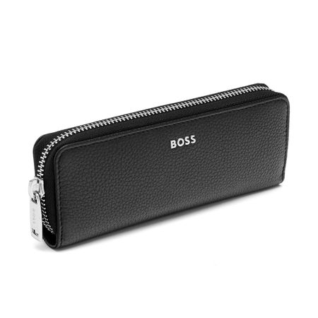HLU417A-4 BOSS Zipped double pen case Classic Grained Black