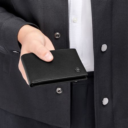 HLW526A-5 BOSS Wallet Double B Saffiano Black