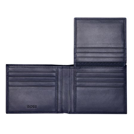 HLY416N-3 BOSS Wallet with flap Classic Grained Navy