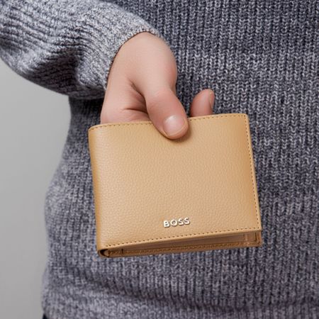 HLY416X-7 BOSS Wallet with flap Classic Grained Camel