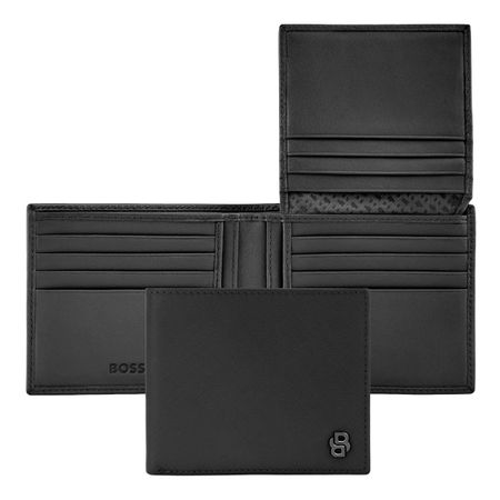 BOSS Card wallet with flap Double B Saffiano Black