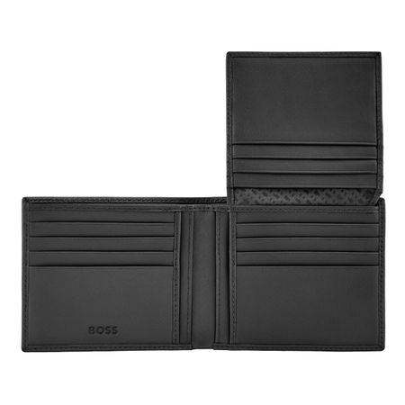 HLY526A-4 BOSS Card wallet with flap Double B Saffiano Black