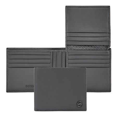 BOSS Card wallet with flap Double B Saffiano Grey