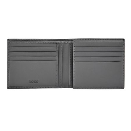 HLY526H-3 BOSS Card wallet with flap Double B Saffiano Grey