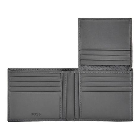 HLY526H-4 BOSS Card wallet with flap Double B Saffiano Grey