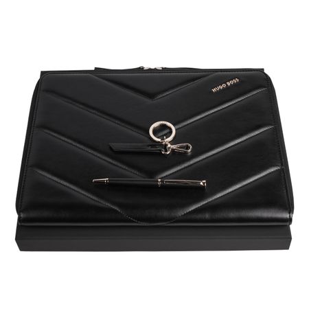 HUGO BOSS Set HUGO BOSS Black (ballpoint pen, conference folder A4 & key ring)