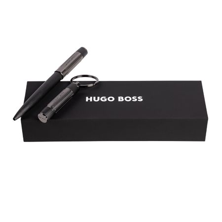 HUGO BOSS Set Gear Ribs Black (ballpoint pen & key ring)