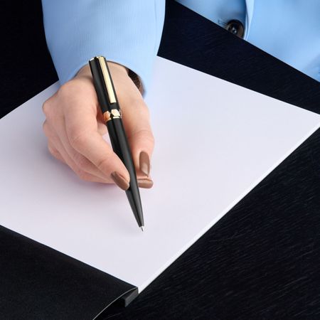 HUGO BOSS Ballpoint pen Arche Double B Black & Gold
