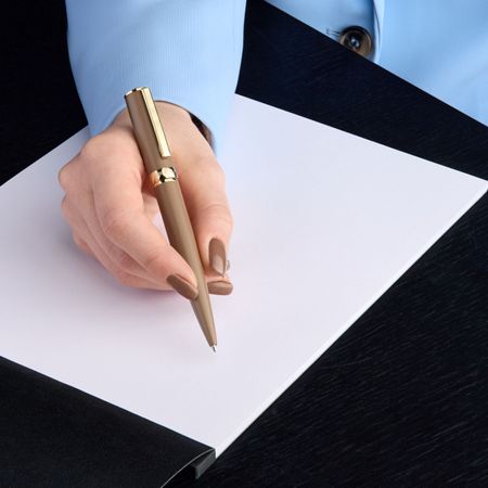HUGO BOSS Ballpoint pen Arche Double B Camel