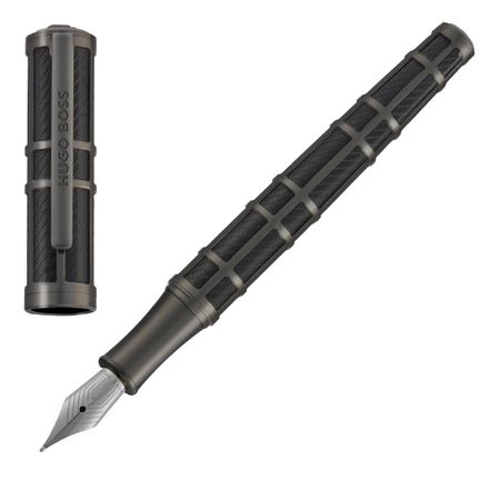 HUGO BOSS Fountain pen Frame Grid Black & Gun