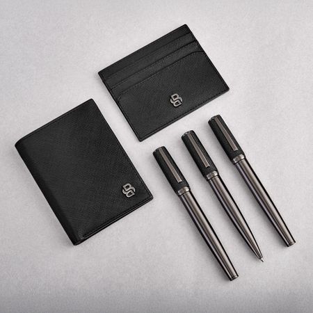 HUGO BOSS Ballpoint pen Double B Saffiano Black