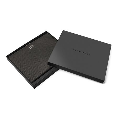 HTA106A-4 HUGO BOSS Conference folder zip A4 Herringbone Black