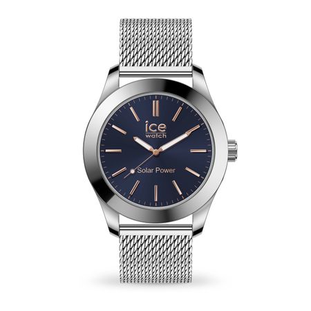 ICE steel solar Silver Dark Blue Milanese